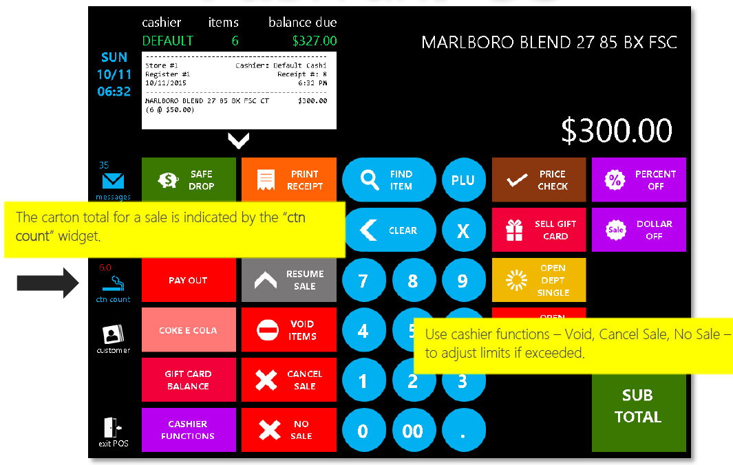 POS Interface | Carton Counts