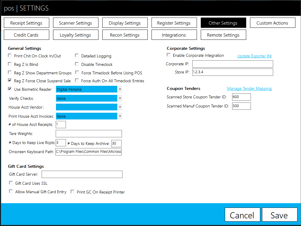 Enable Biometric Scanner in POS