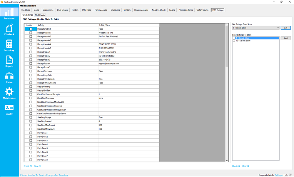 Changing POS Settings from Corporate